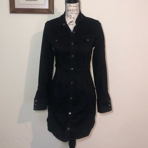 Free People Black long sleeve snap button dress
